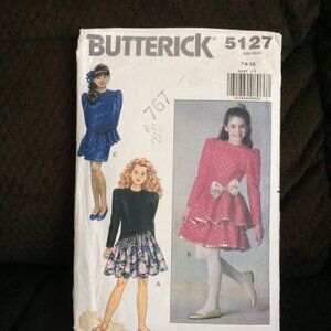 VTG Butterick 5127 Girl's Dress Pattern NWOT 7-8-10